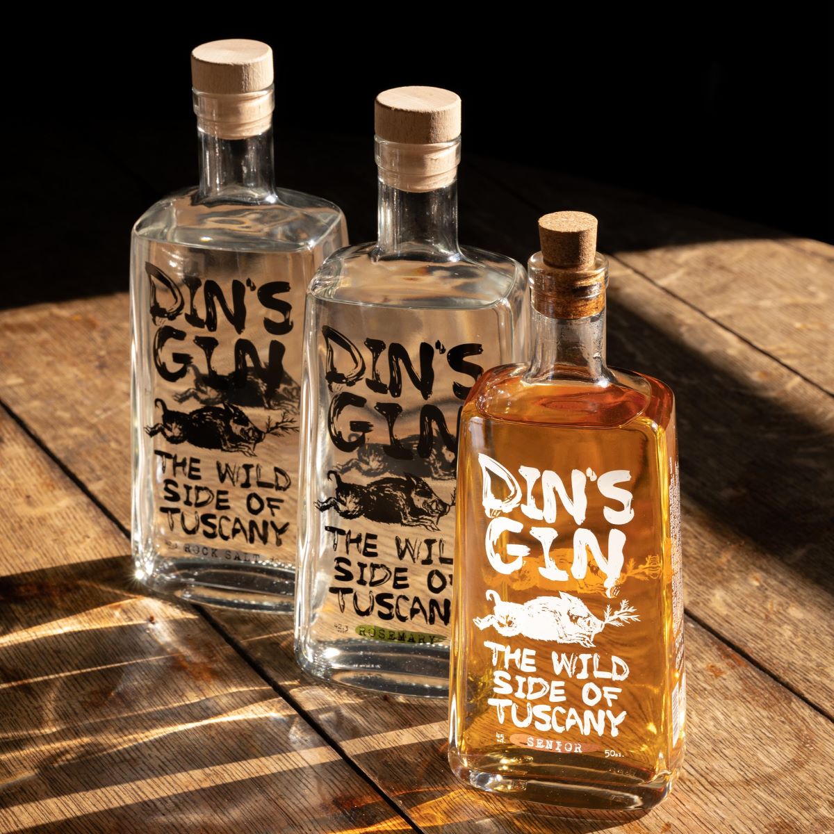 Din's gin bottles